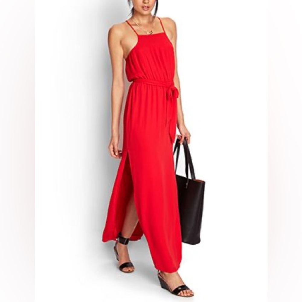 Forever 21 Pleated Moment Red Maxi Dress